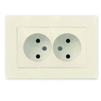 розетка 2-м сп афина 16а ip20 без заземл. в сборе сл. кость (ivory) universal a0102-i от магазина Штепсель и батарейка.