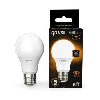 лампа светодиодная black 7вт a60 грушевидная 3000к тепл. бел. e27 680лм gauss 102502107 от магазина Штепсель и батарейка.