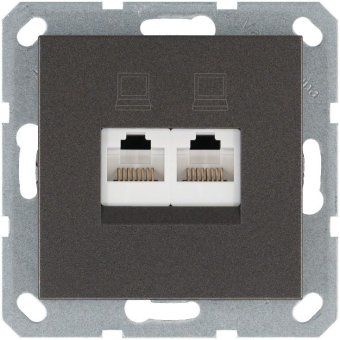 розетка компьютерная 2-м rj45 ip20 кат. 5e механизм мокко jasmart g6106z от магазина Штепсель и батарейка.
