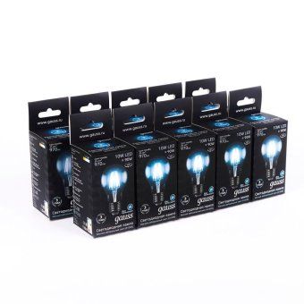 лампа светодиодная филаментная black filament 10вт a60 грушевидная 4100к нейтр. бел. e27 970лм gauss 102802210 от магазина Штепсель и батарейка. - фото_2