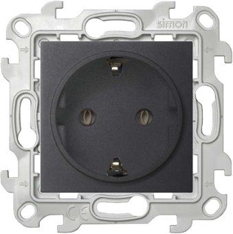 розетка 1-м сп simon 24 16а ip20 2p+e schuko без защ. шторок механизм графит simon 2450434-038 от магазина Штепсель и батарейка.