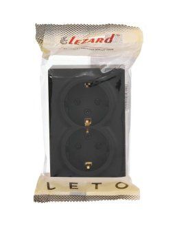 розетка 2-м оп leto с заземл. закрытый корпус пбт черн. бархат lezard 752-4200-127b от магазина Штепсель и батарейка. - фото_2