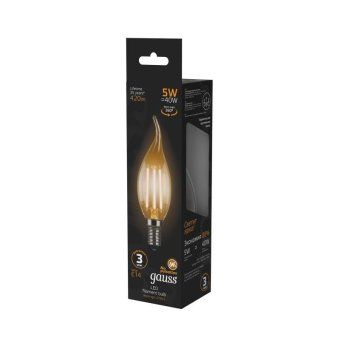 лампа светодиодная филаментная black filament 5вт свеча на ветру 2700к тепл. бел. e14 420лм gauss 104801105 от магазина Штепсель и батарейка. - фото_6