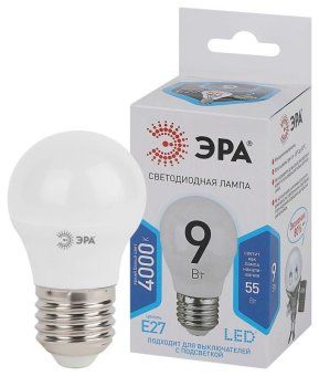 лампа светодиодная p45-9w-840-e27 шар 720лм эра б0029044 от магазина Штепсель и батарейка.