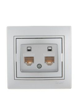 розетка компьютерная 2-м сп mira rj45 сер. метал. lezard 701-1010-141 от магазина Штепсель и батарейка. - фото_3