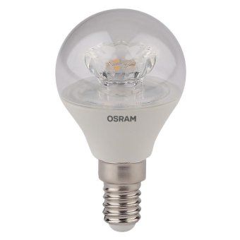 лампа светодиодная led star classic p 40 5.4w/830 5.4вт шар прозрачная 3000к тепл. бел. e14 470лм 220-240в пластик. osram 4052899971622 от магазина Штепсель и батарейка.