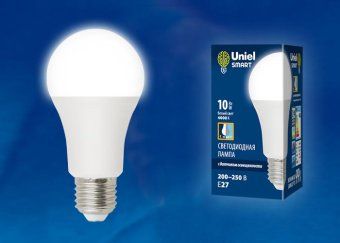 лампа светодиодная led-a60-10w/4000k/e27 /ps pls10wh 10вт матовая 4000к нейтр. бел. e27 с датчиком освещенности (упак. картон) uniel ul-00005710 от магазина Штепсель и батарейка.
