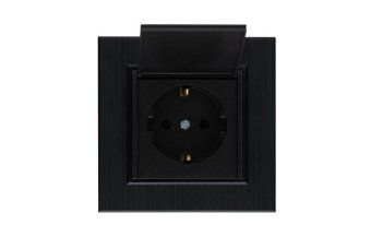 розетка 1-м с крышкой karea line star с заземл. чер. makel 86054029 от магазина Штепсель и батарейка.