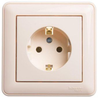розетка 1-м сп w59 16а ip20 с заземл. без защ. шторок сл. кость se rs16-154-28 от магазина Штепсель и батарейка.