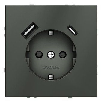 розетка 1-м сп s70 16а с usb a+с с заземл. защ. шторки механизм титан voltum vls040506 от магазина Штепсель и батарейка.