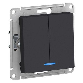 выключатель 2-кл. сп atlasdesign 10а ip20 (сх. 5а) 10ax с подсветкой механизм карбон se atn001053 от магазина Штепсель и батарейка.