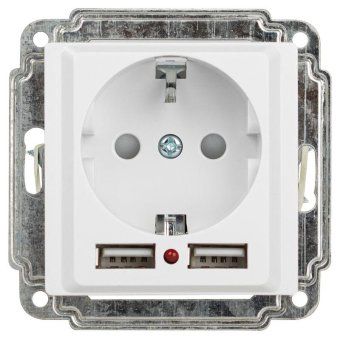 розетка intro accent 6-410-01 p+e schuko со шторками 16а-250в + 2хusb ip20 су бел. intro б0063689 от магазина Штепсель и батарейка.
