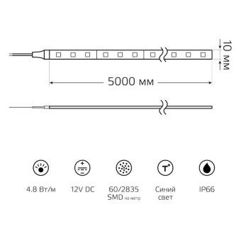 лента светодиодная elementary 2835/60-smd 4.8вт/м син. ip66 210лм/м 12в 8мм (уп.5м) gauss 356000505 от магазина Штепсель и батарейка. - фото_8