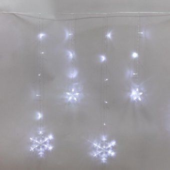 гирлянда светодиодная "бахрома" со снежинками 2.4х0.9м 150led бел. 7.5вт 230в ip20 с контроллером 8 режимов neon-night 255-075 от магазина Штепсель и батарейка. - фото_5