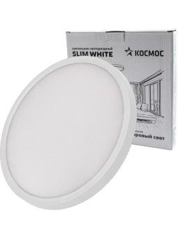 светильник светодиодный slim white 38вт 6500к ip40 2700лм 230в 400х25мм космос kslim38w_w6500k от магазина Штепсель и батарейка.