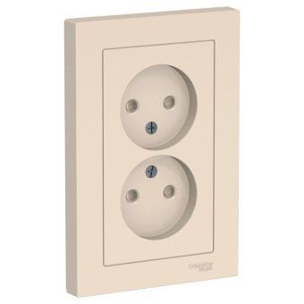 розетка 2-м сп atlasdesign 16а ip20 без заземл. защ. шторки в сборе беж. se atn000222 от магазина Штепсель и батарейка.