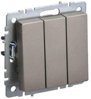 выключатель 3-кл. сп brite вс10-3-0-брш 10а механизм шампань iek br-v30-0-10-k37 от магазина Штепсель и батарейка.