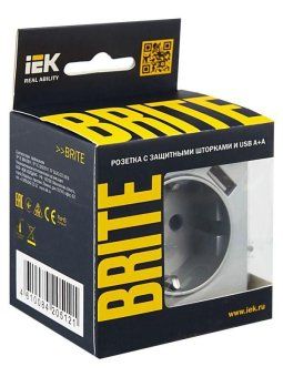 розетка brite рюш10-2-бра 16а с usb a+a 3.1а с заземл. защ. шторки механизм алюм. iek br-r14-16-u21-d31-k47 от магазина Штепсель и батарейка. - фото_7