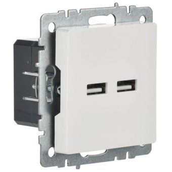 розетка brite usb a+a 3.1а рю10-1-брб механизм бел. iek br-u21-d31-k01 от магазина Штепсель и батарейка.