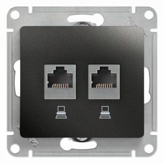 розетка компьютерная 2-м glossa rj45 кат.5e механизм антрацит se gsl000785kk от магазина Штепсель и батарейка.
