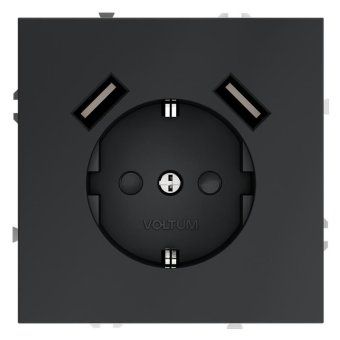 розетка 1-м сп s70 16а с usb a+a с заземл. защ. шторки механизм графит voltum vls040407 от магазина Штепсель и батарейка.