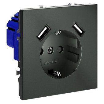 розетка 1-м сп s70 16а с usb a+a с заземл. защ. шторки механизм титан voltum vls040406 от магазина Штепсель и батарейка. - фото_4