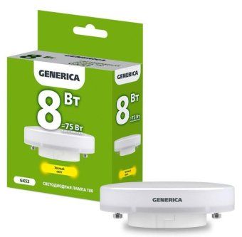лампа светодиодная t80 8вт таблетка 3000к gx53 230в generica ll-t80-08-230-30-gx53-g от магазина Штепсель и батарейка.