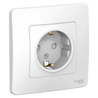 розетка 1-м сп blanca 16а ip20 250в с заземл. защ. шторки бел. se blnrs001111 от магазина Штепсель и батарейка.