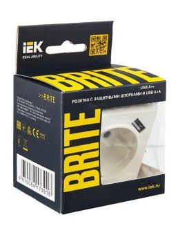 розетка brite рюш10-2-брб 16а с usb a+a 3.1а с заземл. защ. шторки механизм бел. iek br-r14-16-u21-d31-k01 от магазина Штепсель и батарейка. - фото_7