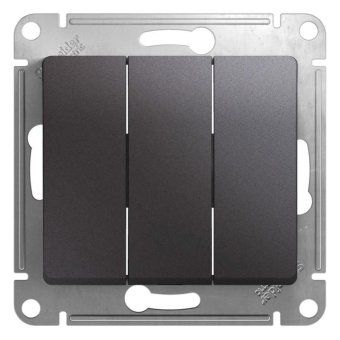 выключатель 3-кл. сп glossa 10а ip20 (сх. 3) 10ax механизм графит se gsl001331 от магазина Штепсель и батарейка.