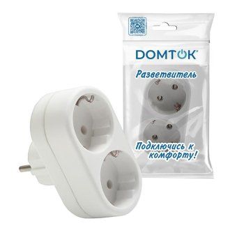 разветвитель 2-м плоский с заземл. 16а 3500вт 250в бел. dомток 2653 от магазина Штепсель и батарейка. - фото_3