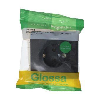 розетка 1-м сп 1мод. glossa 16а ip20 с заземл. в сборе антрацит se gsl000742 от магазина Штепсель и батарейка. - фото_5