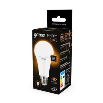 лампа светодиодная black 16вт a60 грушевидная 3000к тепл. бел. e27 1440лм gauss 102502116 от магазина Штепсель и батарейка. - фото_5