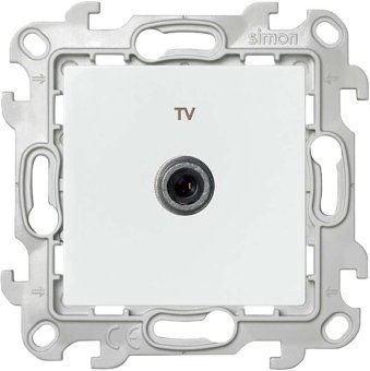 розетка телевизионная одиночная tv сп simon 24 ip20 механизм бел. simon 2450477-030 от магазина Штепсель и батарейка.