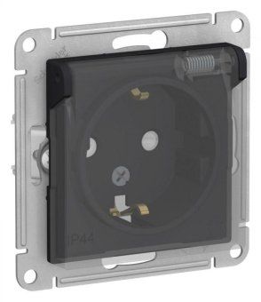 розетка 1-м сп atlasdesign aqua 16а ip44 с заземл. защ. шторки с прозр. крышкой механизм карбон se atn441046 от магазина Штепсель и батарейка.