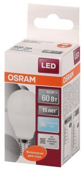 лампа светодиодная led star classic p 60 6.5w/840 6.5вт шар матовая 4000к нейтр. бел. e14 550лм 220-240в пластик. osram 4058075134263 от магазина Штепсель и батарейка. - фото_2