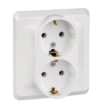 розетка 2-м сп этюд 16а ip20 250в с заземл. без защ. шторок бел. se pc16-007b от магазина Штепсель и батарейка.