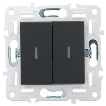выключатель проходной 2-кл. skandy 10а sk-v10g с индикацией графит iek sk-v22-1-10-k53 от магазина Штепсель и батарейка. - фото_3