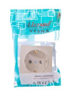 розетка 1-м сп vesna с заземл. пбт механизм крем. lezard 742-0388-122b от магазина Штепсель и батарейка. - фото_9