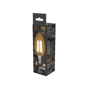 лампа светодиодная филаментная black filament 13вт свеча 2700к тепл. бел. e14 1100лм gauss 103801113 от магазина Штепсель и батарейка. - фото_2