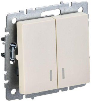 выключатель 2-кл. сп brite вс10-2-1-бркр 10а с индик. механизм беж. iek br-v20-1-10-k10 от магазина Штепсель и батарейка.