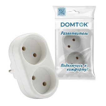разветвитель 2-м плоский без заземл. 10а 2200вт 250в бел. dомток 2651 от магазина Штепсель и батарейка. - фото_3