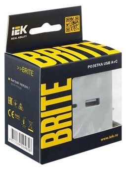 розетка brite usb a+c 18вт рю11-1-бра механизм алюм. iek br-u22-018-k47 от магазина Штепсель и батарейка. - фото_7