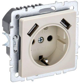 розетка brite рюш10-1-бркр 16а с usb a+a 2.1а с заземл. защ. шторки механизм беж. iek br-r14-16-u21-d21-k10 от магазина Штепсель и батарейка. - фото_5