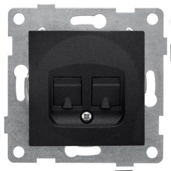розетка компьютерная + телефонная 2-м сп bravo rj45 + rj12 механизм графит gusi с10кт-010 от магазина Штепсель и батарейка.