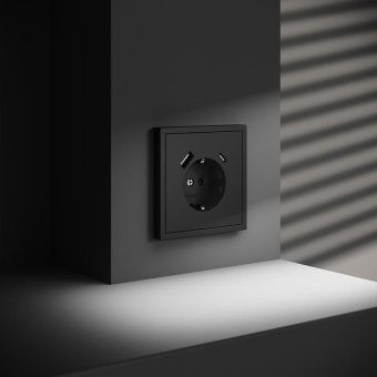 розетка 1-м сп s70 16а с usb a+с с заземл. защ. шторки механизм черн. матов. voltum vls040508 от магазина Штепсель и батарейка. - фото_6