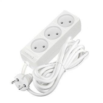 удлинитель 3х3м без заземл. 10а ip20 2.2квт пвс 2х1 бел. domtok 2351 от магазина Штепсель и батарейка. - фото_3