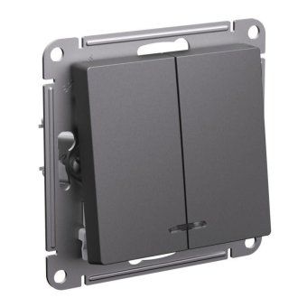 выключатель 2-кл. atlasdesign (сх. 5а) 10ax с подсветкой механизм базальт se atn001453 от магазина Штепсель и батарейка.