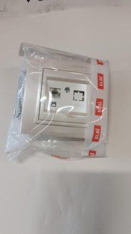 розетка компьютерная zena кат.6 + гнездо жемчуж. abb 500-012500-247 от магазина Штепсель и батарейка.