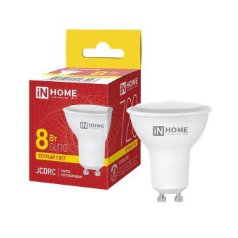 лампа светодиодная led-jcdrc-vc 8вт рефлектор 3000к тепл. бел. gu10 720лм 230в in home 4690612023427 от магазина Штепсель и батарейка.